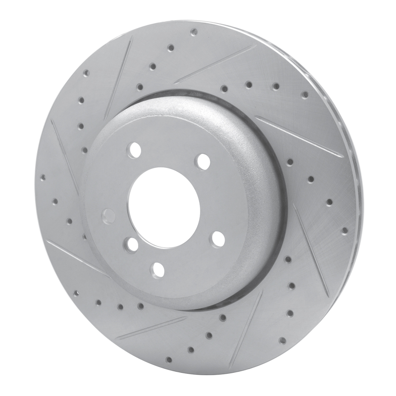 BMW 545I Brake Rotor (1) - Rear Left - R1 Concepts - Drilled & Slotted - Silver - `04-`10